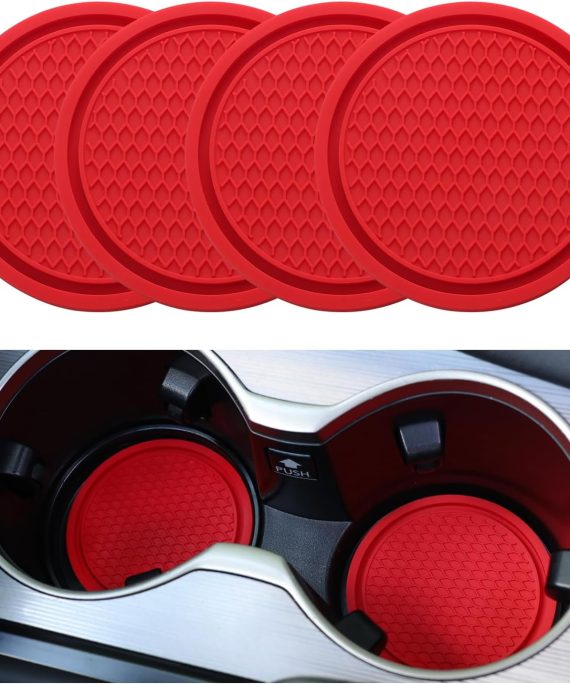 SINGARO Car Cup Coaster, 4PCS Universal Non-Slip Cup Holders Embedded in Ornaments Coaster, Car Interior Accessories, Green