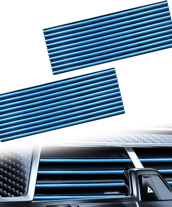 Automotive 20PCS Universal Car Air Conditioner Vent Trim Decoration Strip Bendable Vent Outlet Trim for Most Cars SUVs and Trucks with Straight Grilles, Rainbow