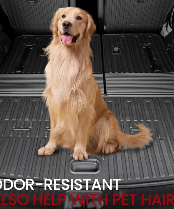 Floor Mats Cargo Mat with Backrest Mats for 2020-2025 Kia Telluride 7/8 Passenger Car Mats Accessories, All Weather TPE Protectors Cargo Liner Seat Back Covers(Floor Mats+2-in-1 Cargo Mat)
